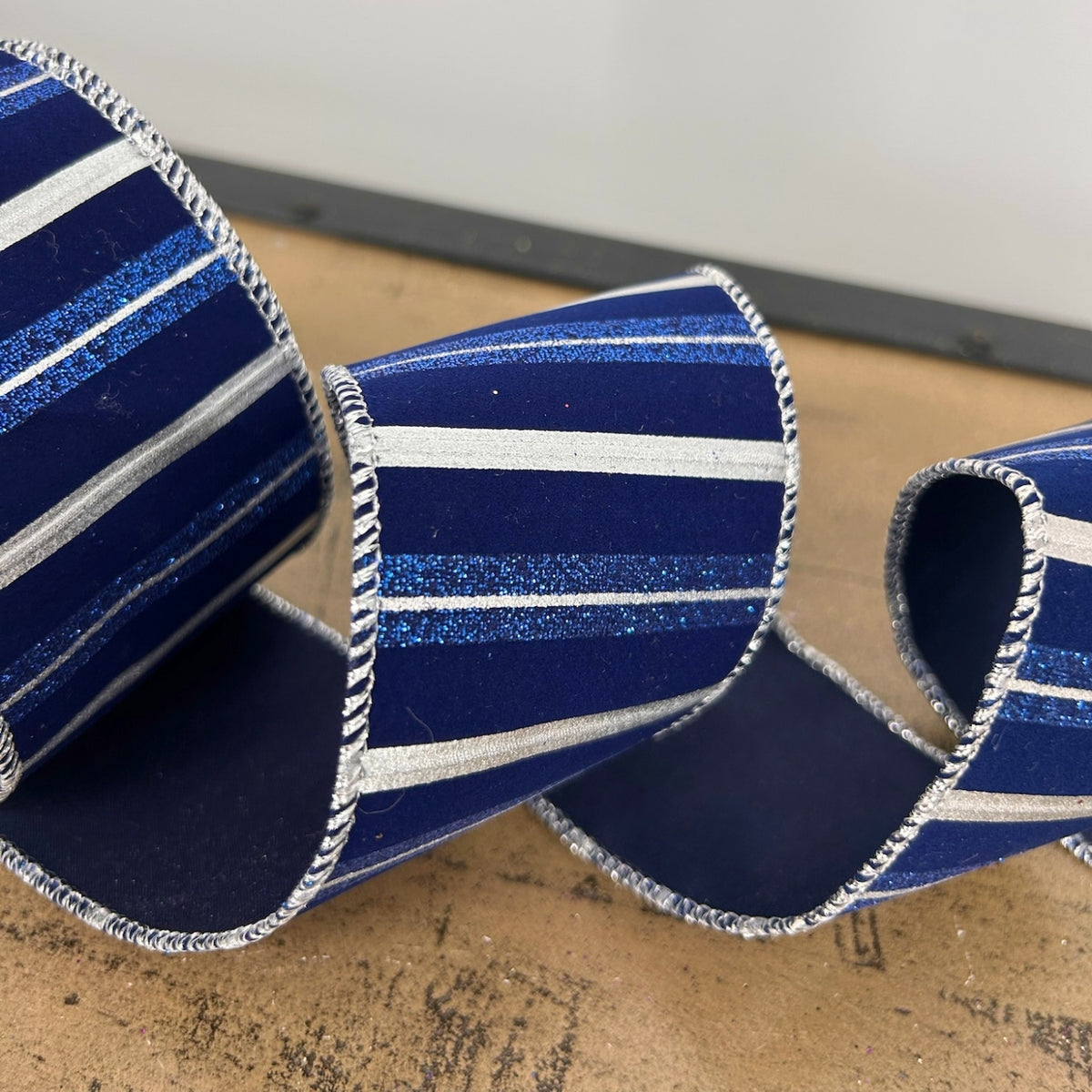 Royal Stripe Silver/Blue Ribbon 2.5" x 10yd | YT