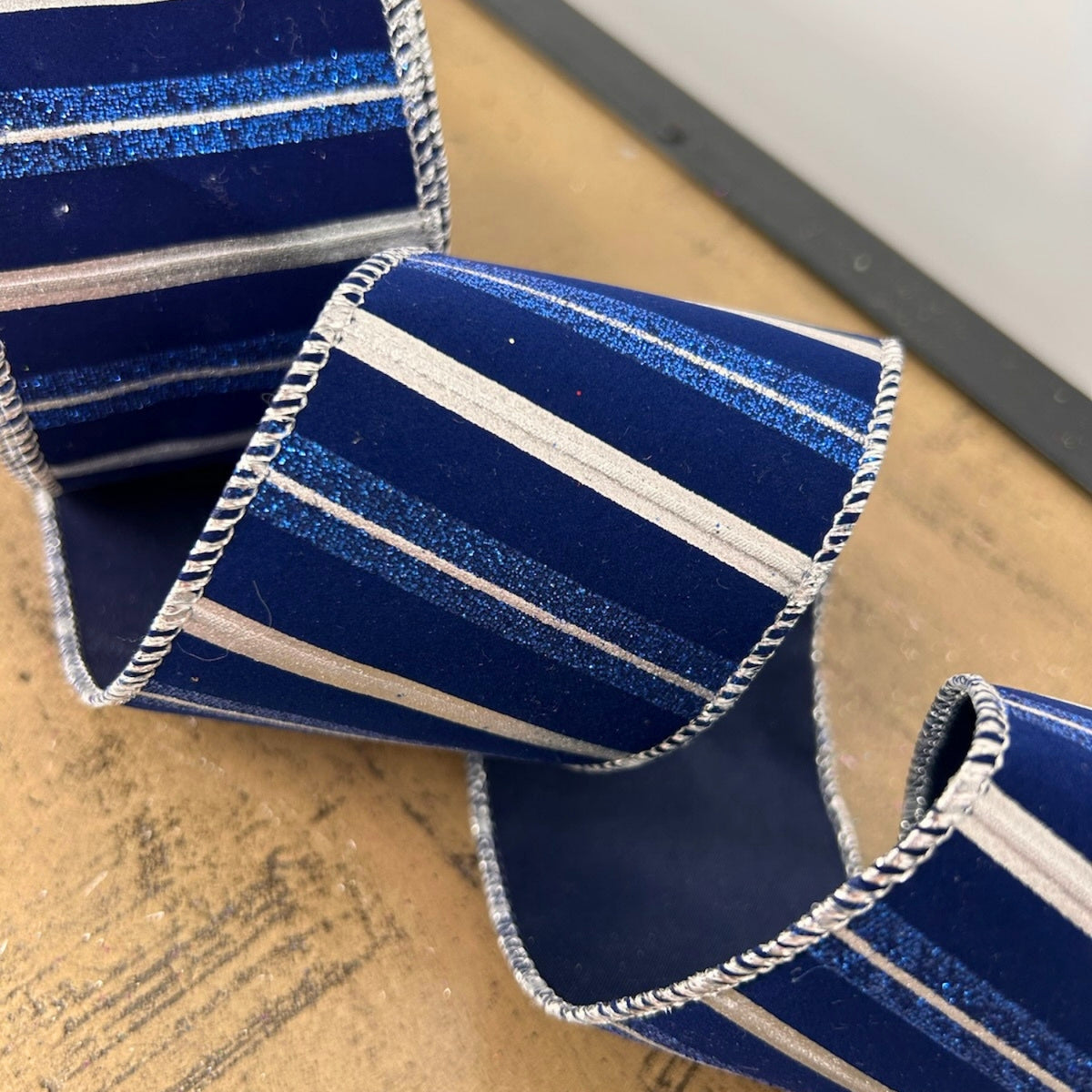 Royal Stripe Silver/Blue Ribbon 2.5" x 10yd | YT