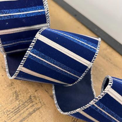 Royal Stripe Silver/Blue Ribbon 2.5" x 10yd | YT
