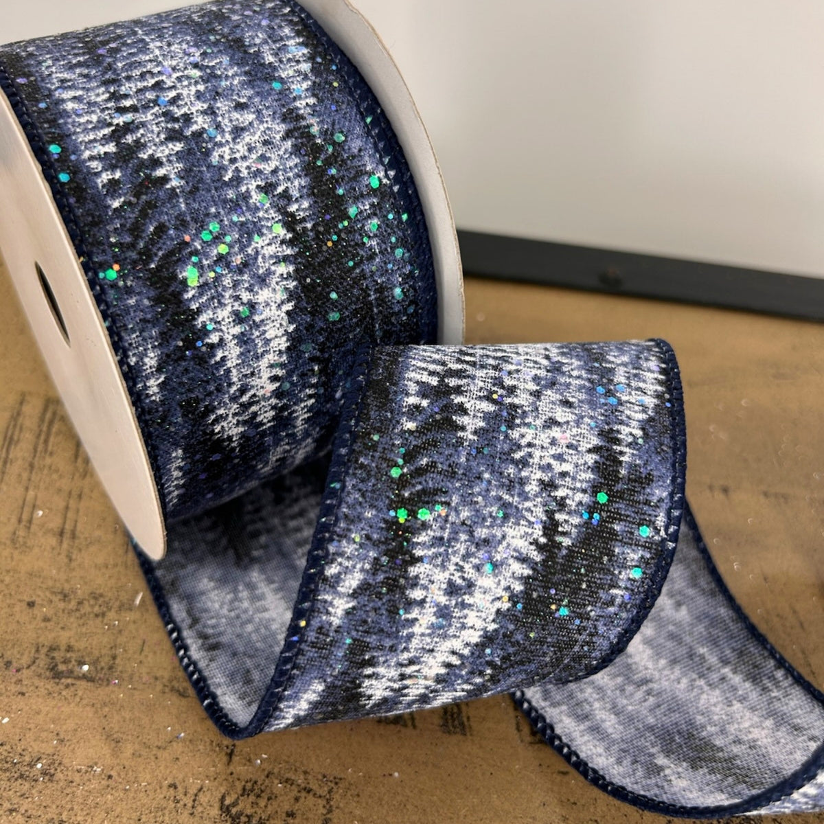 Indigo Forest Christmas Ribbon 2.5" x 10yd