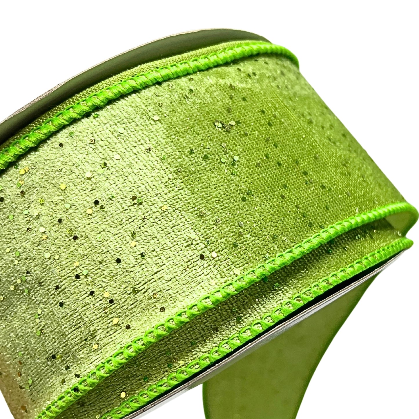Christmas Lime Sparkle Ribbon 2.5" x 10yd