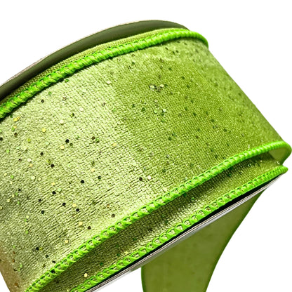 Christmas Lime Sparkle Ribbon 2.5" x 10yd