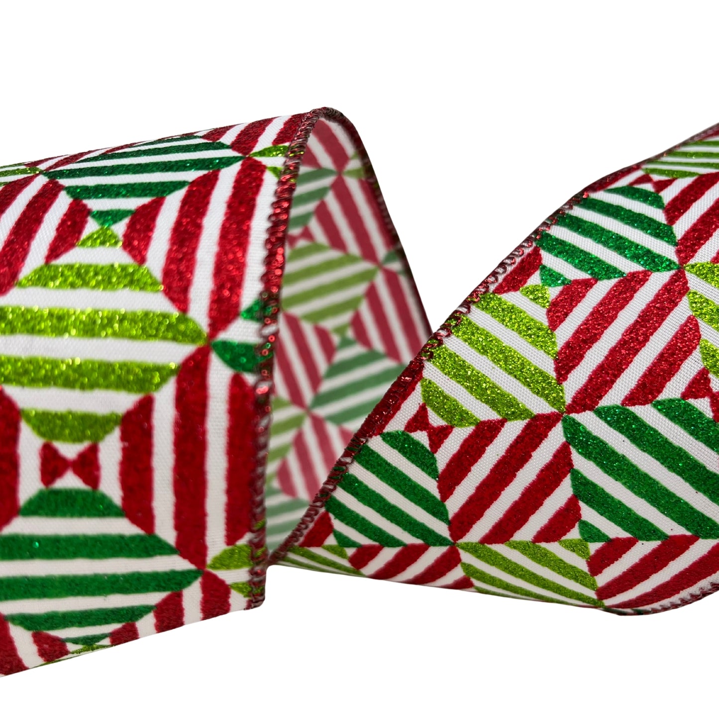 Peppermint Twist Geometric Shaped Ribbon 2.5" x 10yd