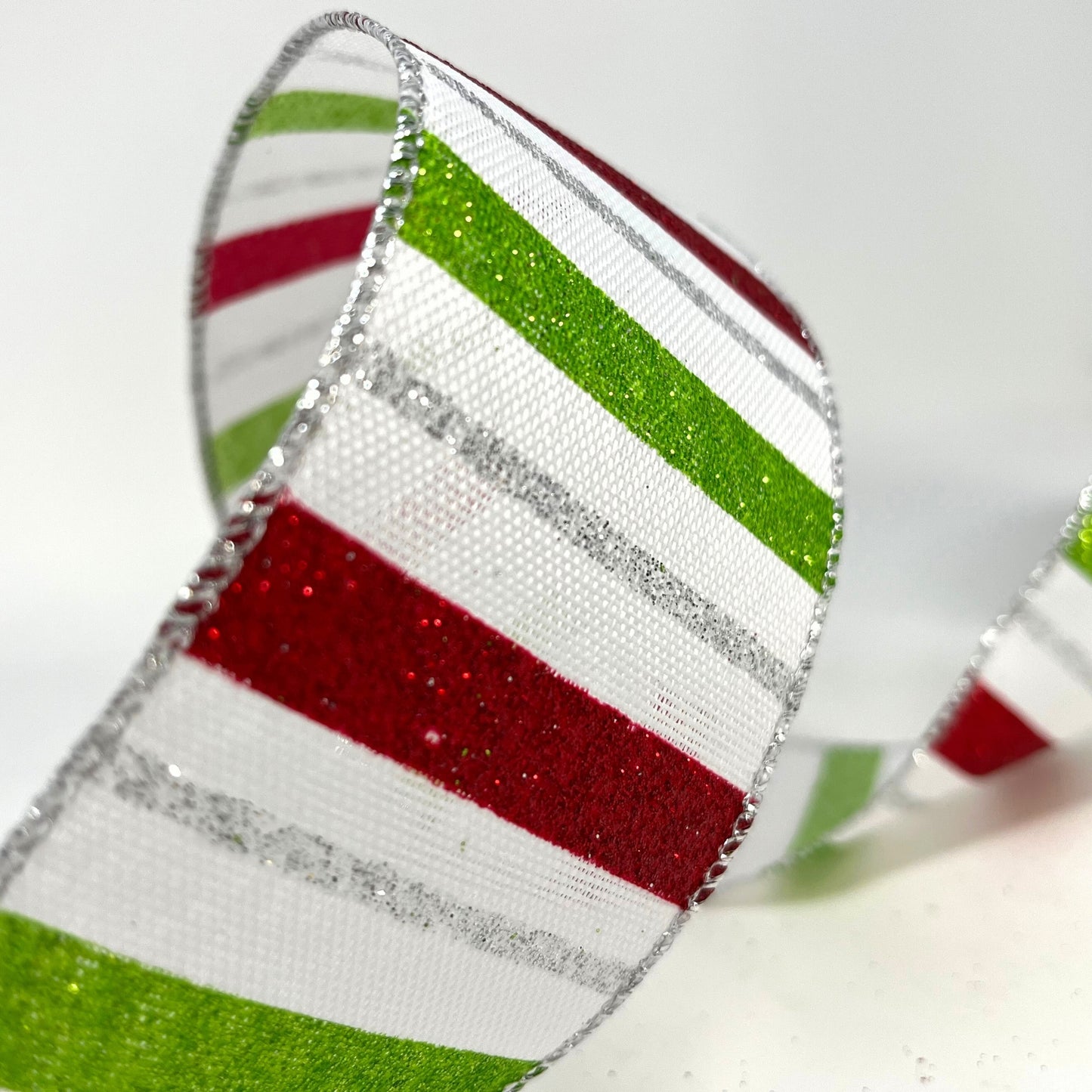 Fun Striped Red/White/Lime Ribbon 2.5” x 10yd | YT