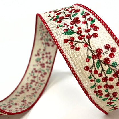 Woodland Sparkle Berry Ribbon 1.5" x 10yd