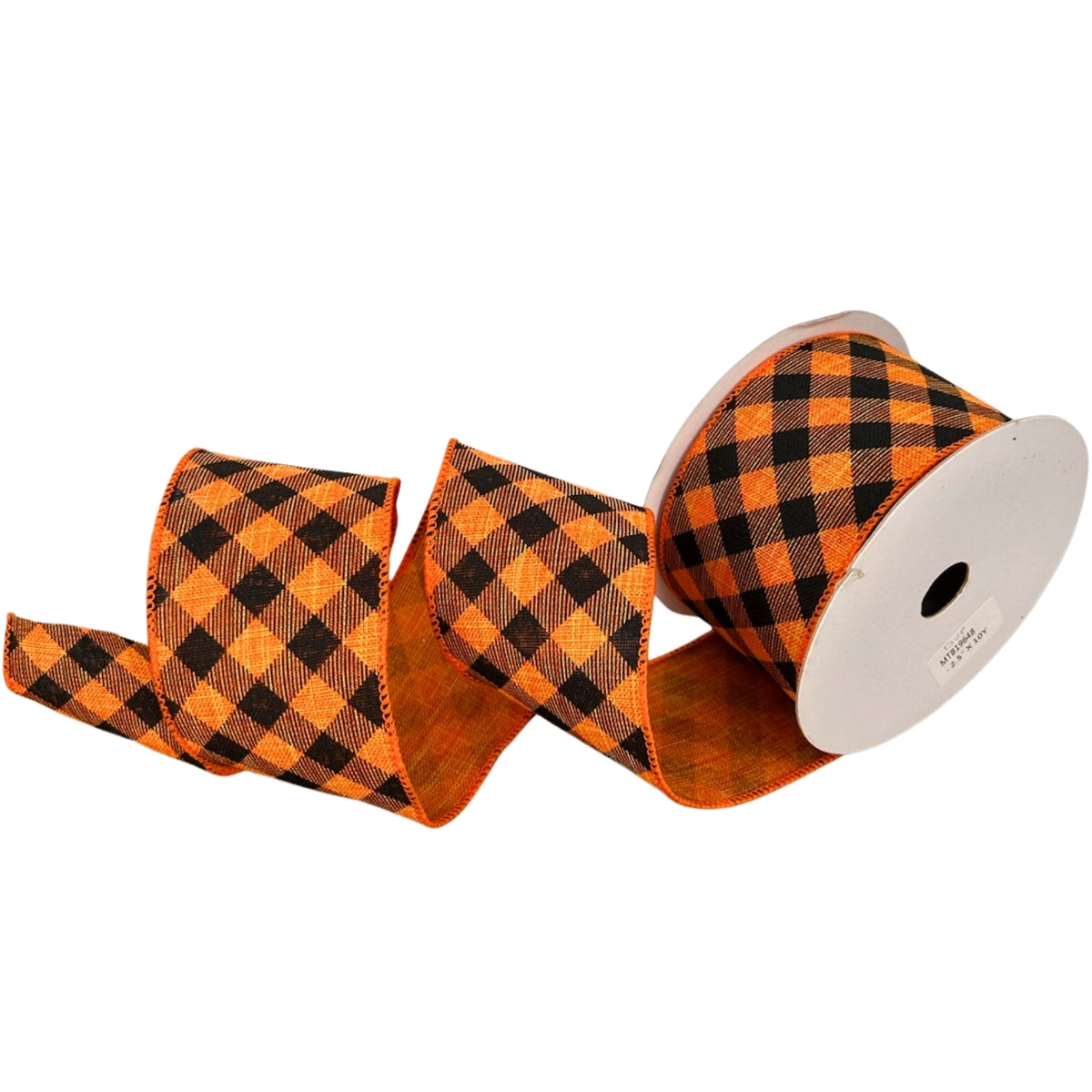Black and Orange Checked Ribbon 2.5" x 10yd