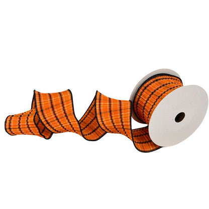 Black and Orange Plaid Ribbon 2.5" x 10yd