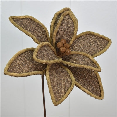 20” Woven Jute Puff Edge Poinsettia-Brown | QD