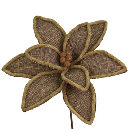 20” Woven Jute Puff Edge Poinsettia-Brown | QD