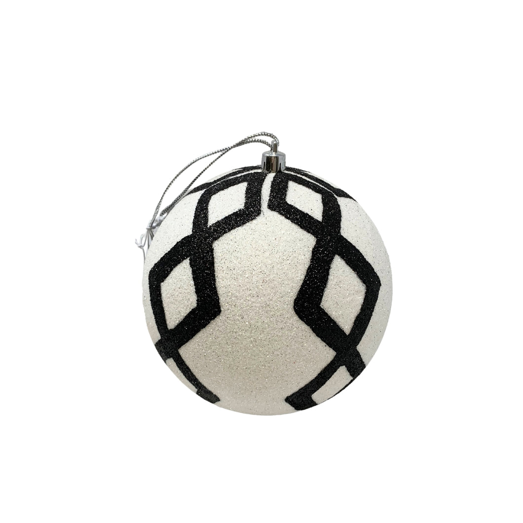 6'' Glitter Diamond Design Ball Ornament - Black/White | FY
