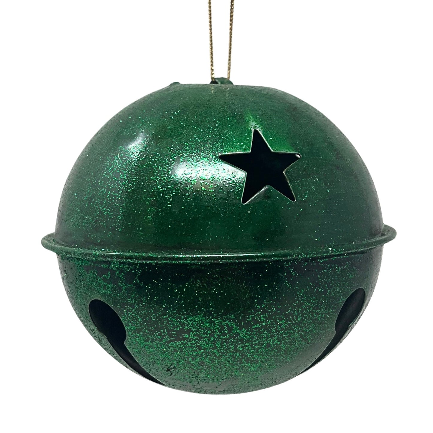 5.5'' Metallic Sparkle Bell Ornament in Deep Green | FY