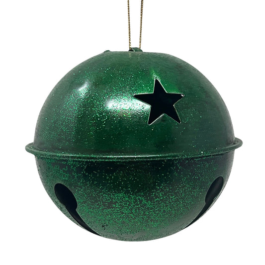 5.5'' Metallic Sparkle Bell Ornament in Deep Green | FY