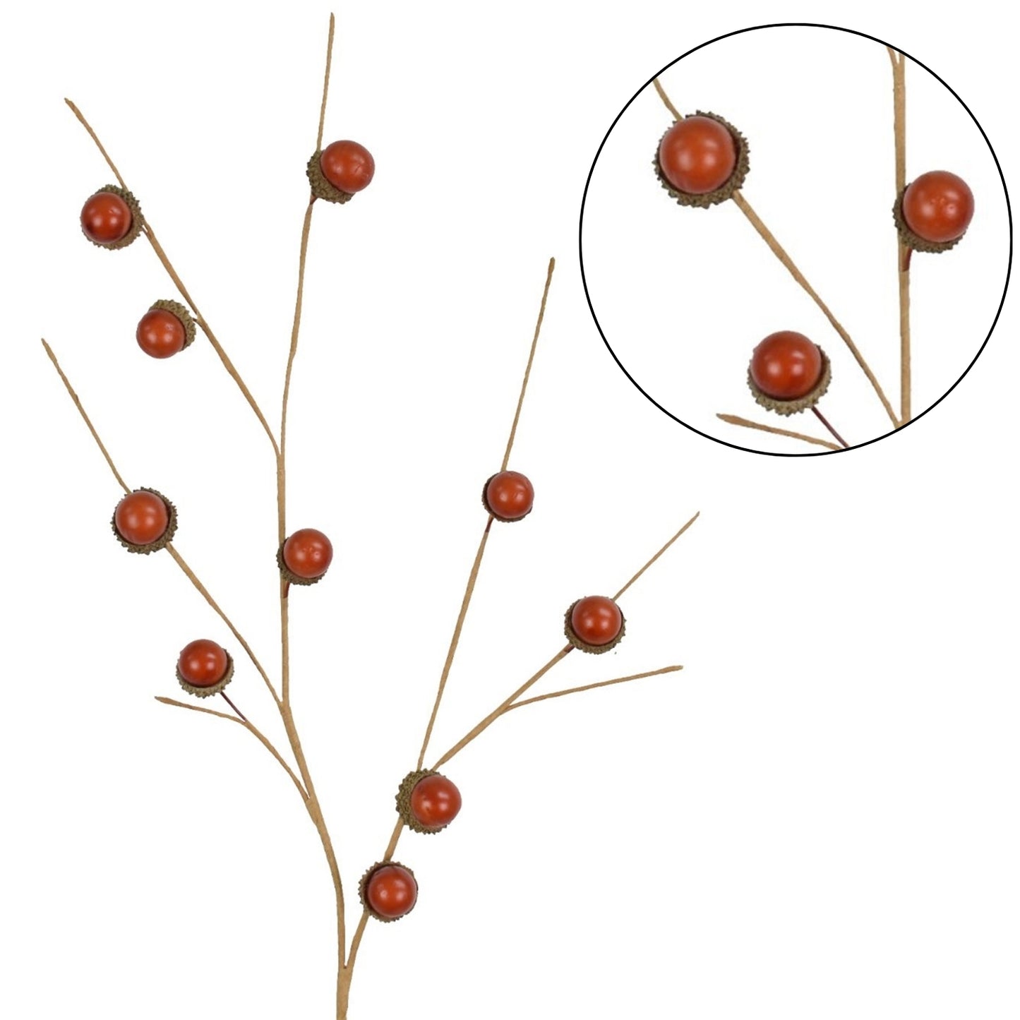 23” Miniature Acorn Spray in Red/Natural | BF