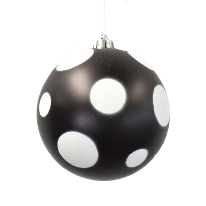 Matte Black Ball With White Glitter Dots 6’’ | XJ