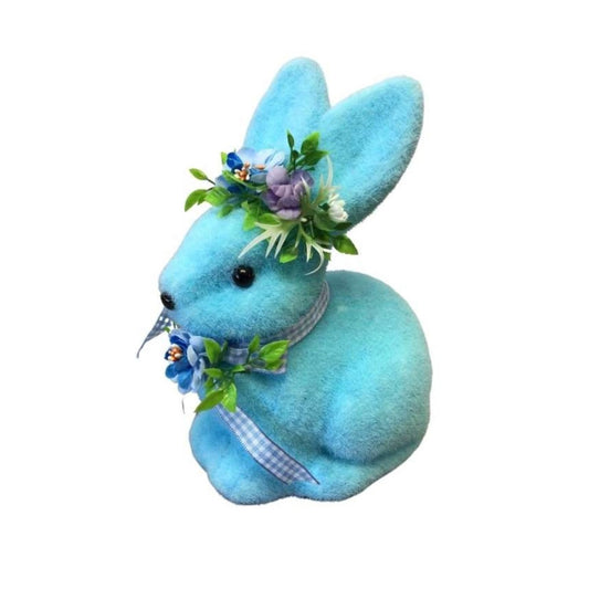 Hopping Bright Flocked Bunny in Blue 8" x 4.5" | BFE