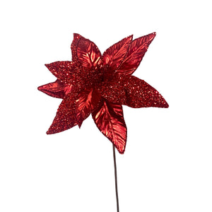 Majestically Metallic Glamour Poinsettia 24" - Red | QG
