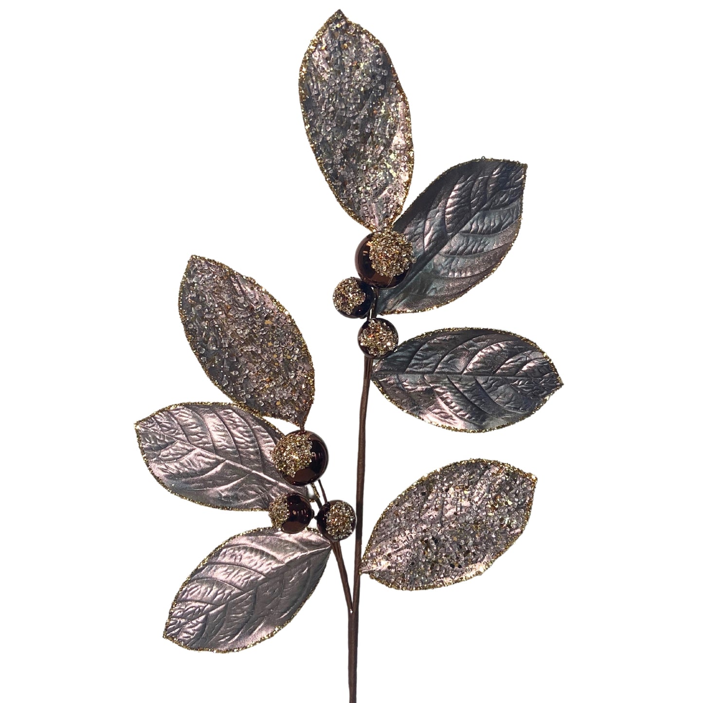 Icy Ice Metallic Magnolia Leaf Ball Spray 27.5" - Pewter | QG