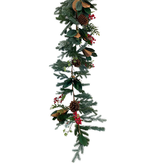 6' Magnolia Pine Berry Garland | XJ