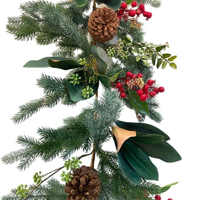 6' Magnolia Pine Berry Garland | XJ