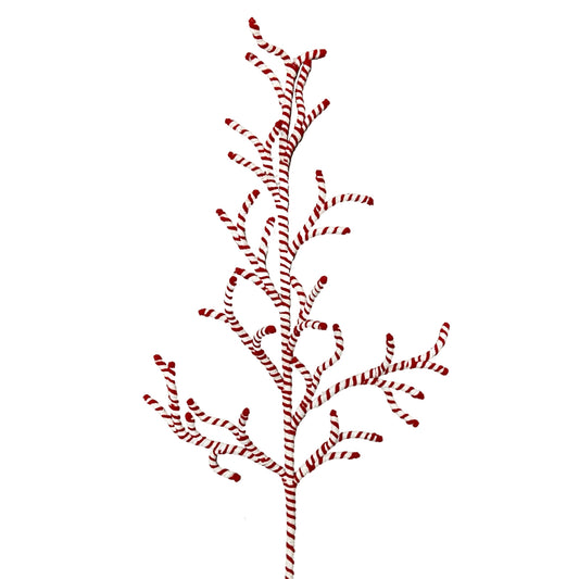 Chenille Stripe Manzanita Christmas Branch 48" - Red/White | TA