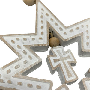 Wooden Whitewash Star of Bethlehem Ornament 8" - Natural | TA