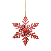 Load image into Gallery viewer, Red Wooden Snowflake with Yarn Center 6&quot; - Red | TA