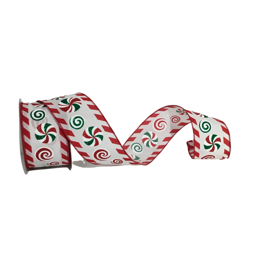 Peppermint Edge Candy Center Ribbon 2.5” x 10yd | YT