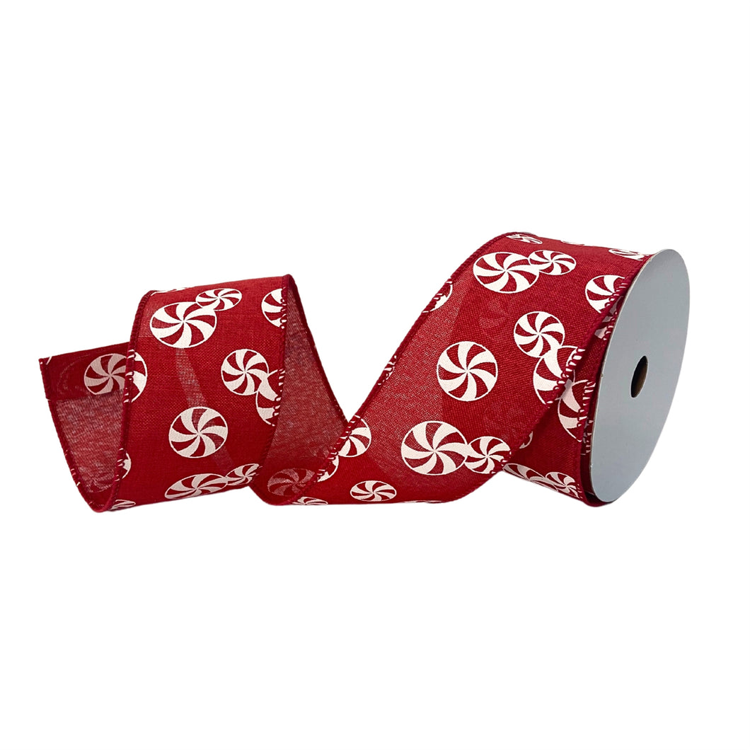 Peppermint Red Faux Linen Ribbon 2.5” x 10yd | YT