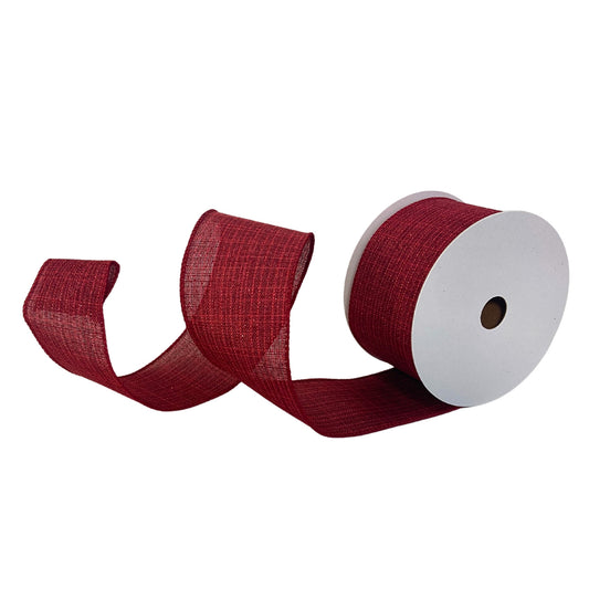 Red Glorious Faux Linen Ribbon 2.5” x 10yd | YT