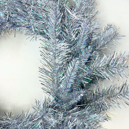 24” SILVER TINSEL WREATH WITH 140 TIPS | HT