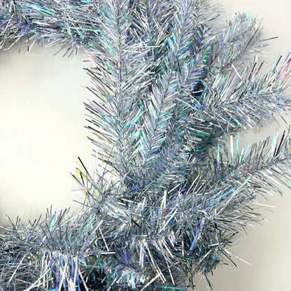 24” SILVER TINSEL WREATH WITH 140 TIPS | HT