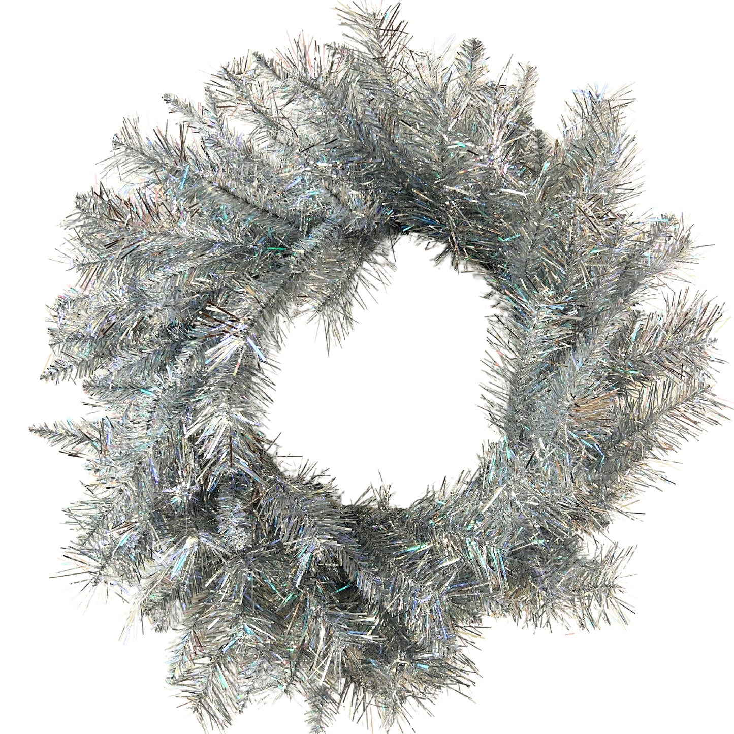 24” SILVER TINSEL WREATH WITH 140 TIPS | HT