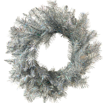 24” SILVER TINSEL WREATH WITH 140 TIPS | HT