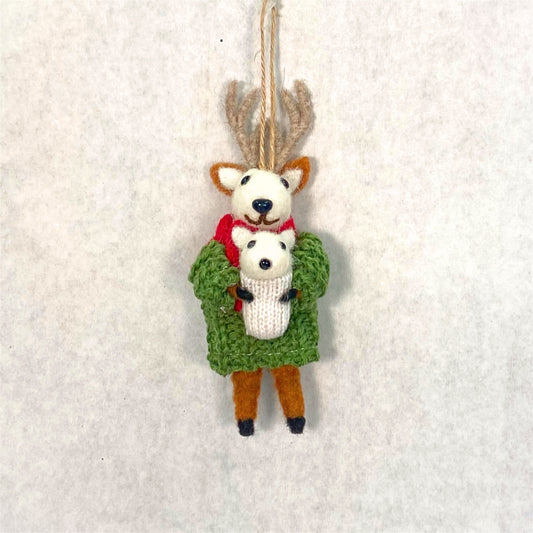 All Bundled Up Deer and Baby Ornament 6" | BF