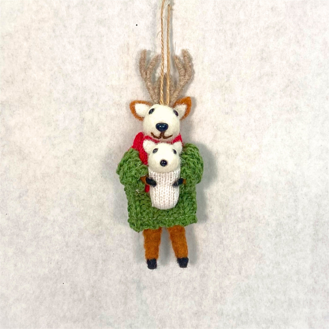 All Bundled Up Deer and Baby Ornament 6