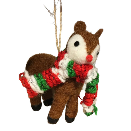 Woodland Deer w/ Red/White/Green Scarf 4" | BF