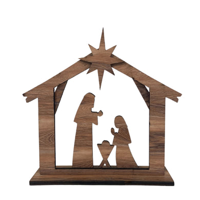 Wooden Silhouette Nativity Scene 7.5