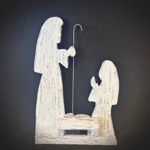 Whitewash Silhouette Nativity Scene 23.25" X 15.25" | BF