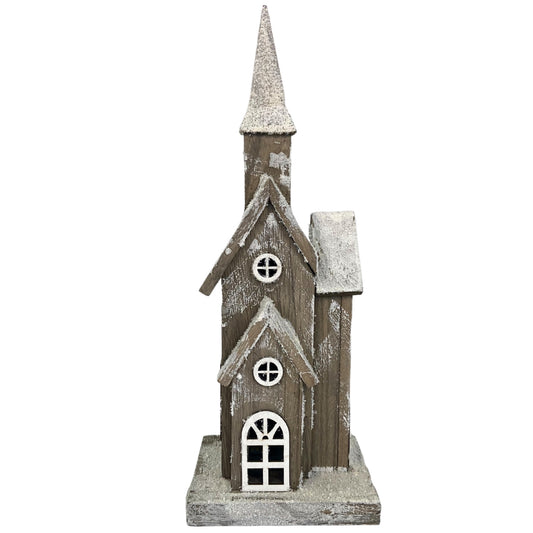 Natural Frost Wood Church 16.5" x 6.25" x 5" | BF