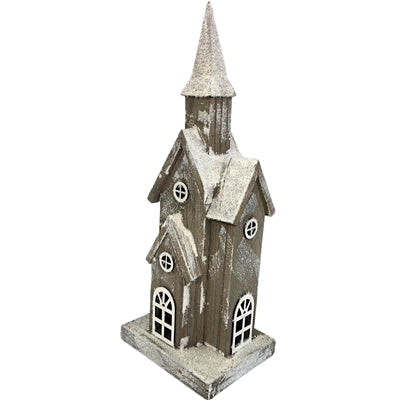 Natural Frost Wood Church 16.5" x 6.25" x 5" | BF