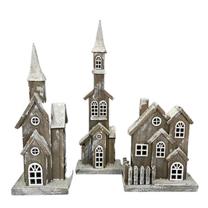 Natural Frost Wood Church 16.5" x 6.25" x 5" | BF