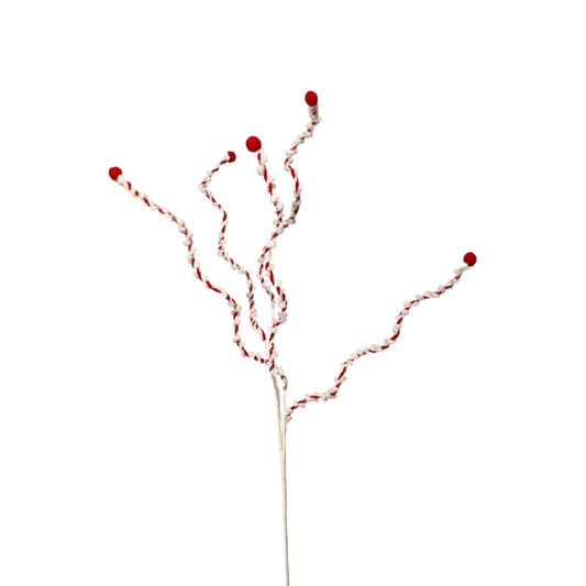 Chenille Peppermint Squiggle Spray - Red/White 34”|TA