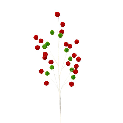 "Let the Festivities Begin" Pom Pom Spray - Red/Green 32"|TA