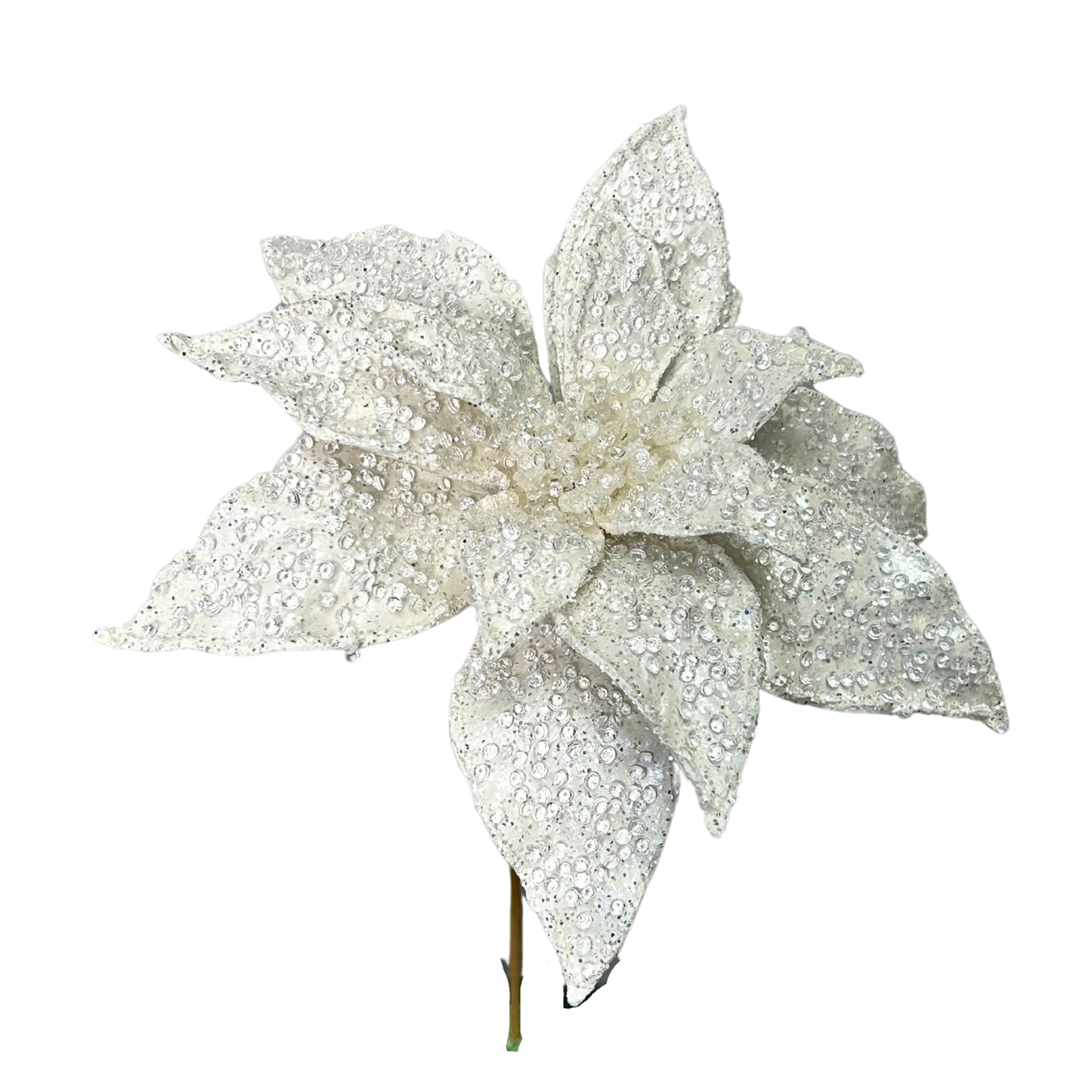 Diamond Christmas Poinsettia Stem - White 21”|TA