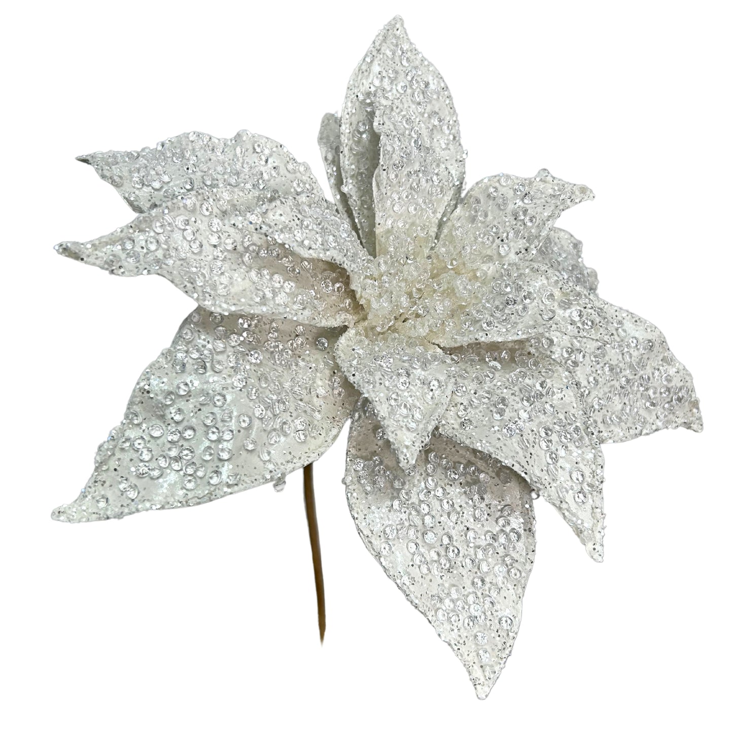 Diamond Christmas Poinsettia Stem - White 21”|TA