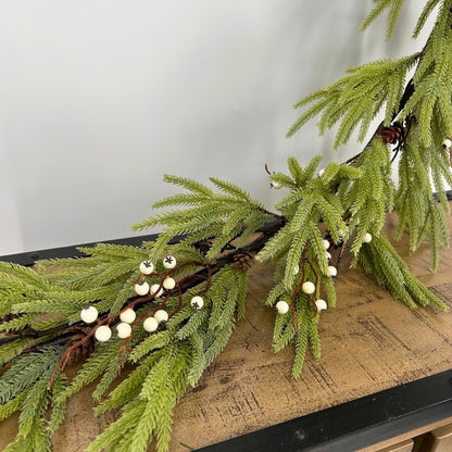 Real Touch Northern Norfolk Pine/Berry/Cone Garland 72" | XJ