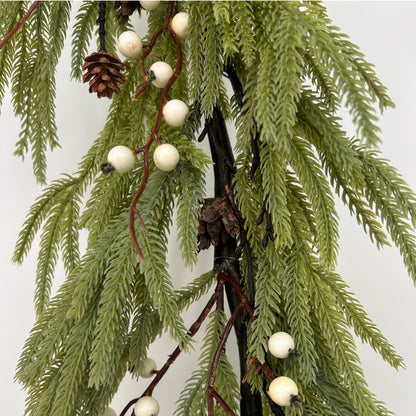Real Touch Northern Norfolk Pine/Berry/Cone Garland 72" | XJ