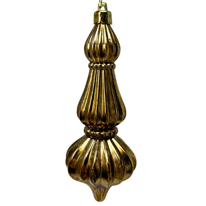 Antique Gold Lined Slender Finial Ornament 6.5" | XJ