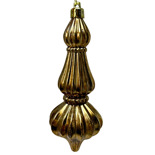 Antique Gold Lined Slender Finial Ornament 6.5” | XJ