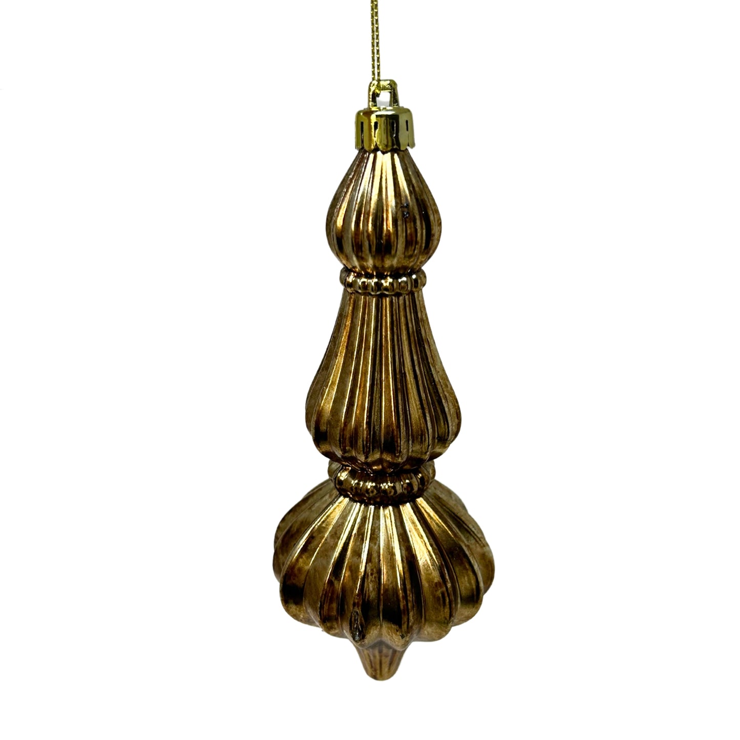 Antique Gold Lined Slender Finial Ornament 6.5" | XJ